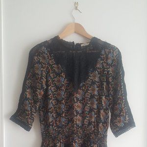 SEA 100% Silk dress, Black & Floral, Size 2